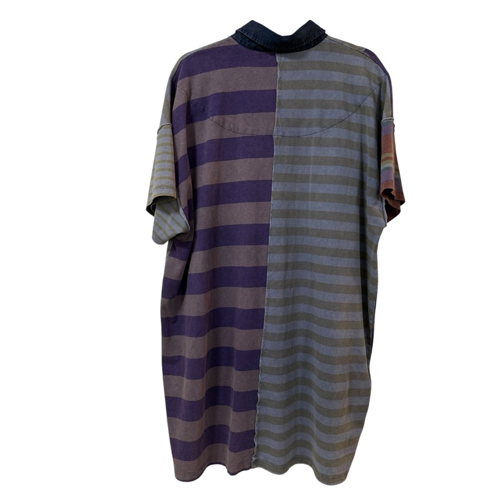 Free People Oversized Patchwork Striped Polo Tuni… - image 2